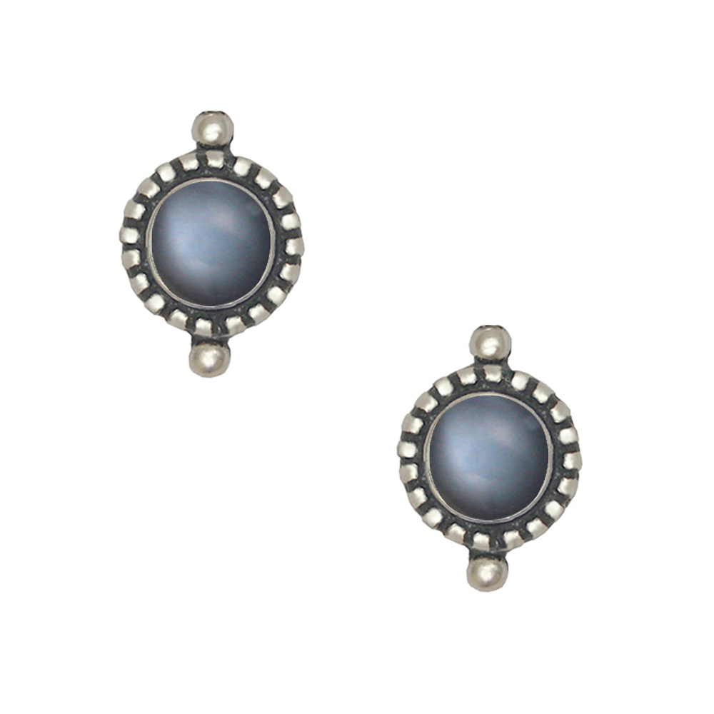 Sterling Silver Petite Grey Moonstone Post Stud Earrings
